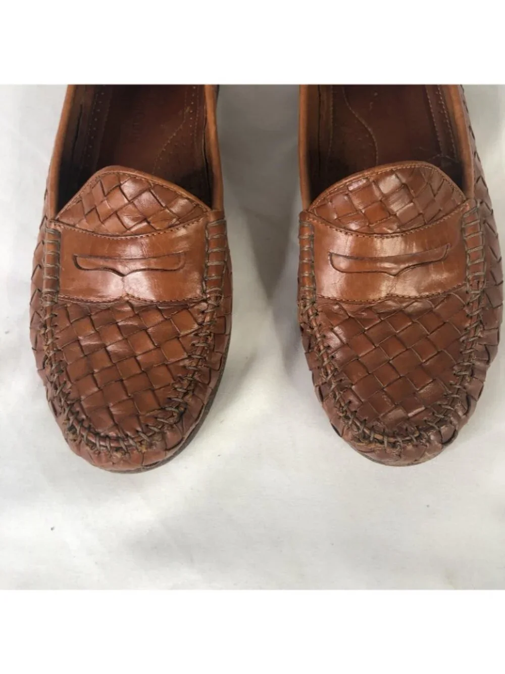 Allen Edmonds Shoes Women 7 Brown Woven Leather Loafer Flats Old Money Preppy